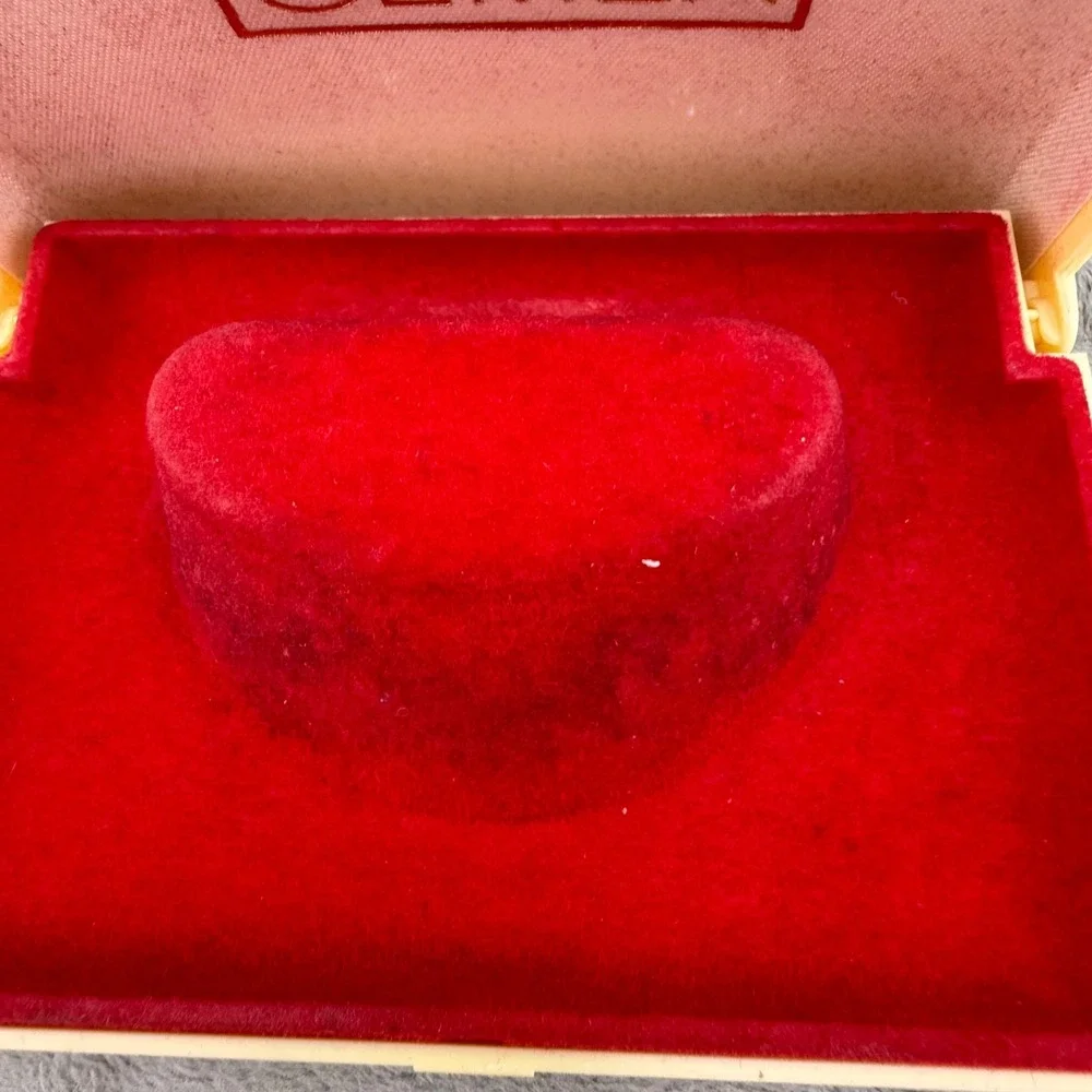 Vintage Gemex Watch Box Cream Celluloid Red Velvet Display Case Storage